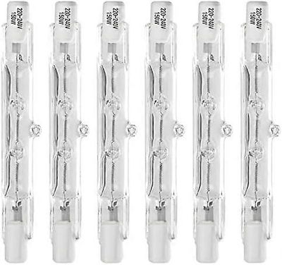 6 kpl 78mm 150W halogeenilamppu, turvalamput, lineaariset halogeenipolttimot 78mm R7S Base J -tyyppinen kaksipäinen valonheitinlamppu 220-240 voltt...