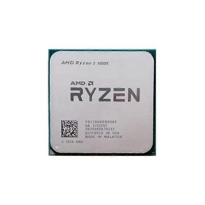 Ryzen 7 1800X prosessori - kanta AM4, 8 ydintä, 16 säiettä, 3,6 GHz, 20 Mt L3-välimuisti, 95 W TDP.