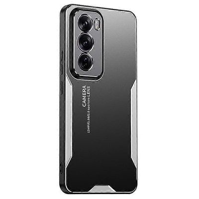 Oppo Reno12 Pro 5G -koteloon, alumiiniseoksesta, TPU:sta ja PC:stä valmistettu pudotuksenestosuoja. Hopea