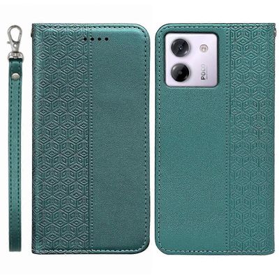 Xiaomi Poco M7 Pro 5G -lompakkokotelo, vahva magneettinen ruutukuvioinen nahkainen läppä C Monivärinen Green