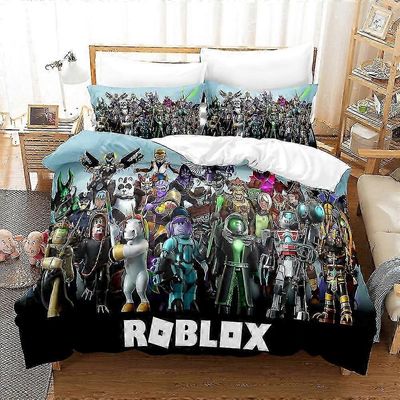 R03 Roblox 3D-tulostettu vuodevaatesetti pussilakana peitto peitto tyynyliina lasten lahja ISO-BRITANNIA 135x200cm