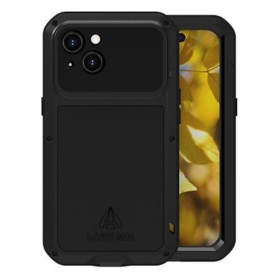 For Iphone 15 Love Mei Metal støtsikkert liv vanntett støvtett telefonveske Svart
