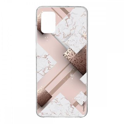 Crazy Kase Hull Til Samsung Galaxy A41 i blød silikone, pink marmor og chokolade