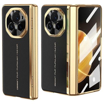 Honor Magic V3 5G -kotelolle PU-nahka + PC-galvanointi puhelimen kansi karkaistusta lasista valmistetulla näyttökalvolla Monivärinen Style C