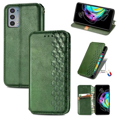 Kompatibel med Motorola Moto Edge 20 Flip Case Etui Vintage Wallet Flip Cover med magnetisk lukning Coque - Blå grøn