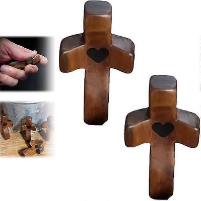 Risti sydämeni -rohkaisulahja, kädessä pidettävä puinen risti, risti sydämeni -emotionaalisen tuen lahja, lievittää ahdistusta, lohdutusristi puris...