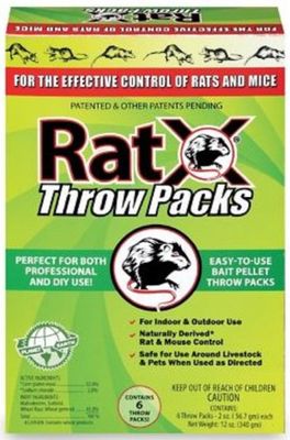 RatX 620127 Innendørs og utendørs Rat Killer Throw Packs 12oz Pellets Tick