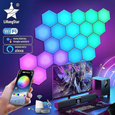 RGB Bluetooth Led Hexagon innendørs app eksternt dataspill Soverom Sengekant dekorasjon 8 stk.