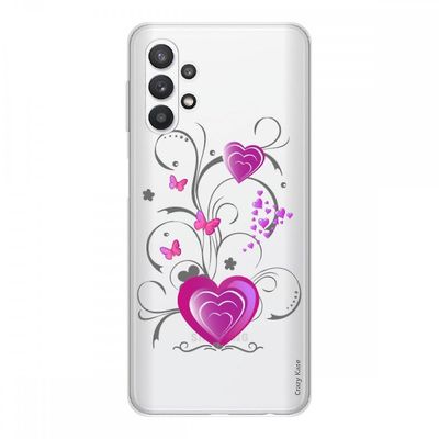 Crazy Kase Cover Til Samsung Galaxy A32 5g Soft Silicone 1 Mm, Hjerte og Butterfly