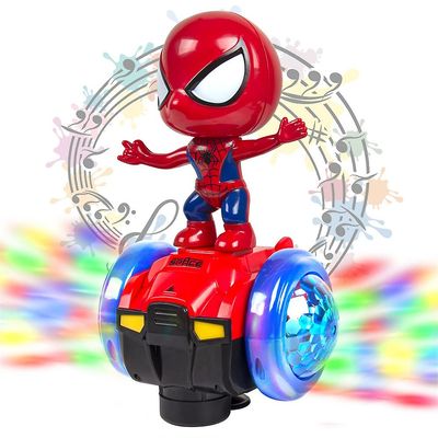 Supersankari 360 Rotation Robot Toy Spiderman Action Figures Sähköauto ja nukke Valo & ääni Interaktiivinen valaistus ja äänilelut Lapset Pojat Tyt...