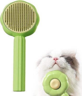 Tianzun Pet Hair Cleaning Brush, Simple Cat Dog Hair Brush, gjenbrukbare Sunflower Shape Pet Grooming Comb Ett klikk Clean Grønn