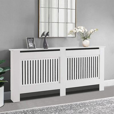 92cm høy Stort radiatordeksel horisontalt vertikalt skap MDF grillhylle S-XL Hvit Vertical XL