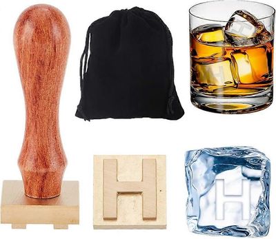 Jääleiman kirjain H Jääpalaleima 1,2" messinki jäämerkkileima Jääleima cocktail Puinen sinettileima Baarin postimerkit cocktail- ja viskimojitojuom...