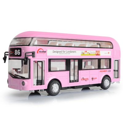 Dejlig legering turistbus model pullback bil figur børn gave hjem ornament kaesi Pink