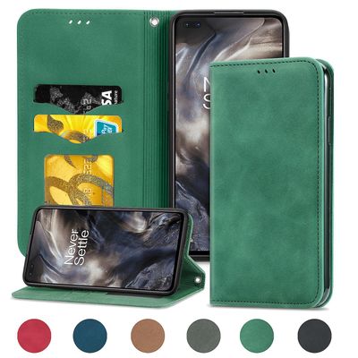 Gangxun Sag For Oneplus Nord Magnetisk Lukning Læder Tegnebog Cover Housse Etui Shockproof - Grøn