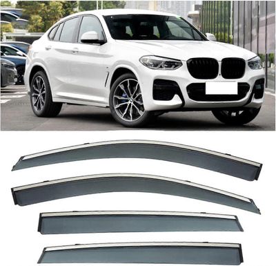 4 kpl auton tuulensuuntaimia, BMW X4 2018-2022 auton sivuikkunan visiiriin, aurinkosuojaan, varjostimeen, auton sivuikkunan suuntaimeen