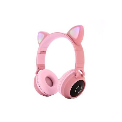 Coosilo Cat Ear Bluetooth hovedtelefoner trådløse headset foldbare glødende Pink