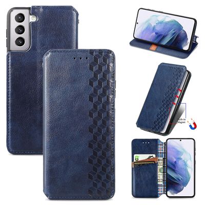 Gangxun Sag til Samsung Galaxy S21 Flip Cover Tegnebog Flip Cover Tegnebog Magnetisk Beskyttende Handytasche sag Etui - Blå