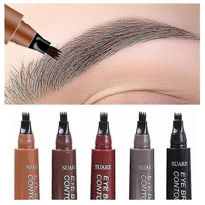 5 väri kulmakarvojen kynä vedenpitävä 4 haarukan kärki kulmakarvat tatuointikynä pitkäkestoinen luonnollinen tummanruskea nestemäinen kulmakarva Br...
