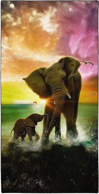 Ylisuuri rantapyyhe Nopea kuiva hiekka Vapaa Kevyet mikrokuituiset rantapyyhkeet uima-altaan leirintämatkalle, värikkäät merenrantanorsut, 36"x72"