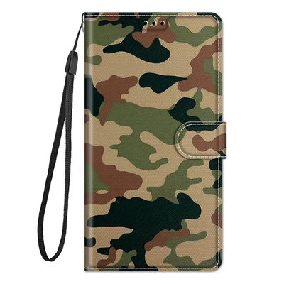 Foxdock Cover til Samsung Galaxy A51 4g Sag Mønster Camouflage Pu læder kortholder magnetisk