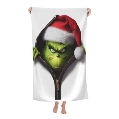 w173Grinch-rantapyyhe, iso mikrokuituinen kylpypyyheqlx173 130x80cm 52x32in