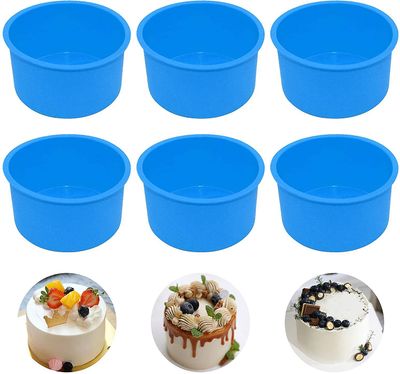 Linkrunning Silikone Mini kageforme 4 tommer rund bradepande Non-stick silikone bageform Bagværk Pande Genanvendelige kagepander til Mini Cake Mous...