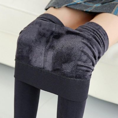 Women's Warm Tights Vinterstrømper For strømpebukse Plus Size Fleece Hot Thermal Thermo Wrap Black lined Leggings tykk kasjmir Grå