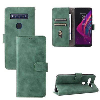 Etui til Tcl 10 Se Cover Premium Læder med Kortholder Flip Folio Magnetisk Etui Coque - Sort Grøn