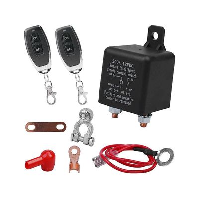 Bryter for ekstern batterifrakobling, trådløs fjernkontroll, batterifrakoblingsbryter, 12v 200a dobbel Svart