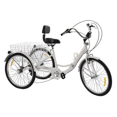 24 tommers 7-trinns trehjulssykkel voksensykkel med handlekurv Hvit 1.75m