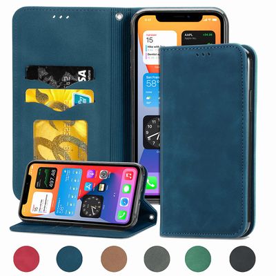 Gangxun Sag Til Iphone 12 Pro Magnetisk Lukning Læder Tegnebog Cover Housse Etui Shockproof - Blå