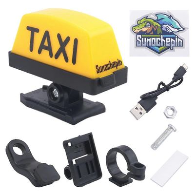 Moottoripyöräkypärä USB LED TAXI -merkkivalon merkkivalo LED-koristelu sähköinen ladattava varoitusvalo Keltainen musta
