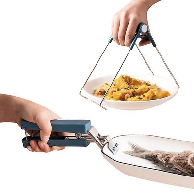 Yunshu Madlavning Hot Plate Gripper rustfrit stål skål klip sæt blå