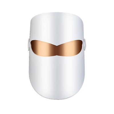 Led Ansigtsmaske Rød Blå Lys Terapi 3 Color Beauty Photonic Maske for Hud Foryngelse, hvid
