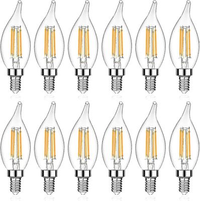 E12 Candelabra Led -lamppu, liekinkärki koristeellinen led-hehkulamppu, E12-pohja, himmennettävä, 12 kpl pakkaus