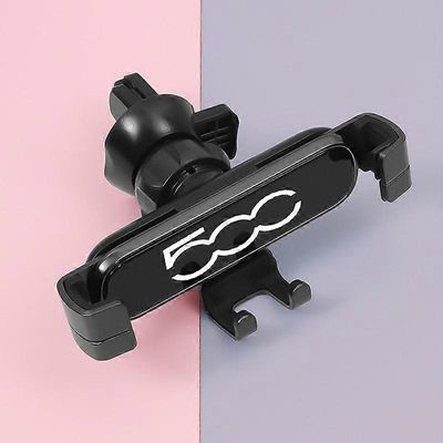 Metallinen puhelinpidike auton ilmanpoistoaukon pidike matkapuhelin auton tunnuskannatin tuki Fiat 500 500C Aegea Panda Uno Doblo Tipo musta