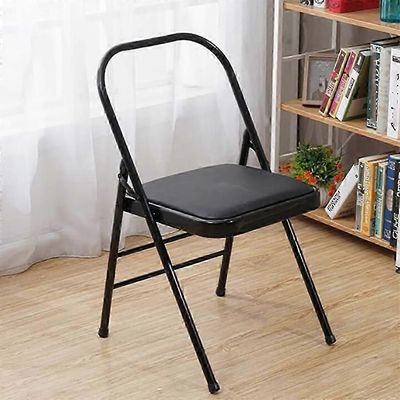 Joogatuoli, selkänojaton metallinen joogatuoli, joogastudioille, toimistoille, kokoushuoneille, mustalle