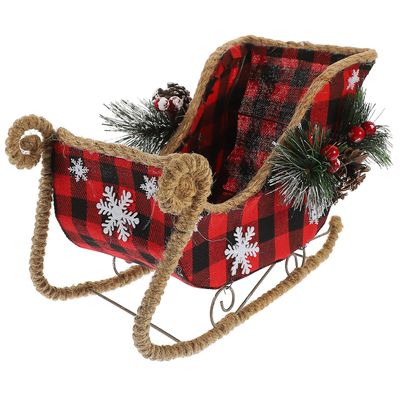 Desktop Sleigh Decoration Holiday Desktop Sleigh Model Christmas Decoration Som vist 29X19X13CM