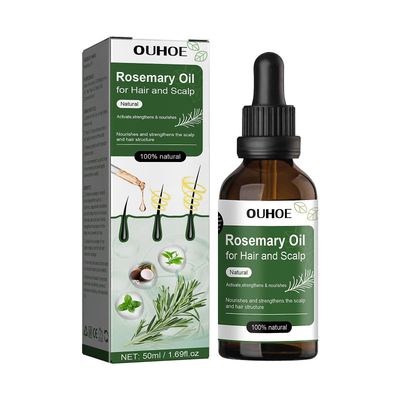 2stk 50ml rosmarinolie til hår og hovedbund hårolie til hårtab for at stimulere hårvækst og pleje af hovedbunden med ricinusolie