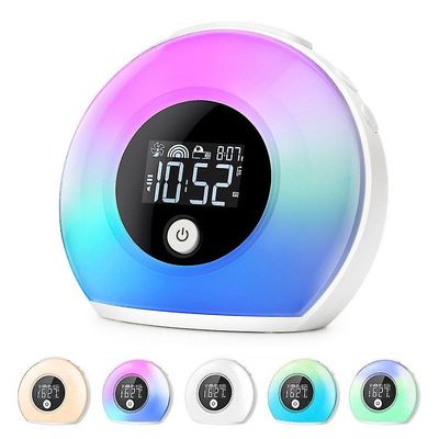 vekkerklokke med Bluetooth-høyttaler, alarmklokke for nattlys for barn, lysstyrke på 4 nivåer, digital vekkerklokke for barn, tenåringer, soverom