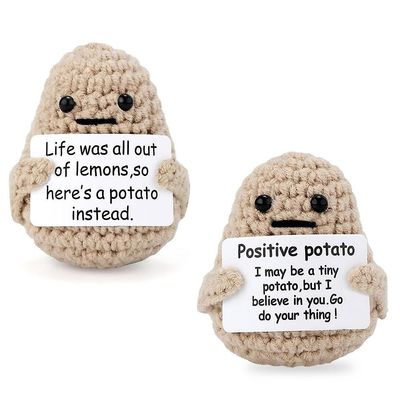 Mini Funny Positive Life Potato Ornament, Interessante strikket potetdukke Creative Cute Potato Dekor For Birthday Oppmuntring Gaver Livet potet 1Pc