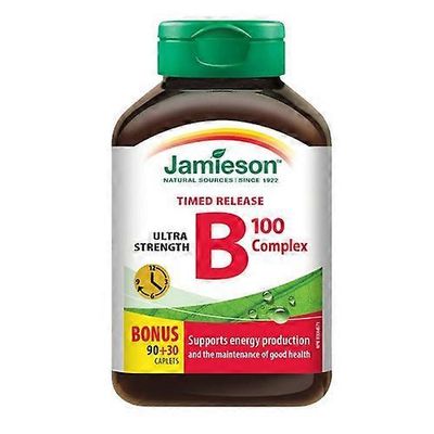 Jamieson Vitamins Ultra Strength B Complex 100 ajastettu vapautusbonuskoko, 120 kapselia