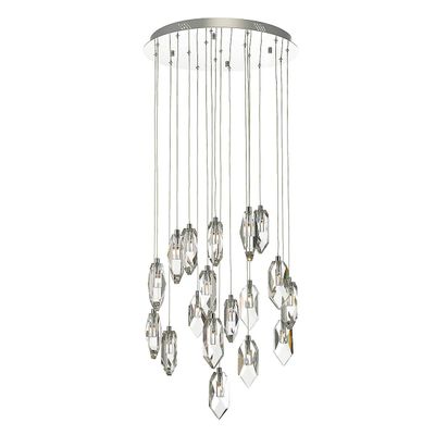 Dar Lighting Crystal Cluster Vedhæng Lyspoleret Krom & Krystal, 18x G4