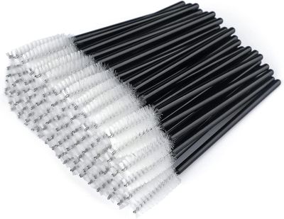 Linkrunning 100 stk engangs øjenvippebørster Mascara Wands øjenbryn Castor Oil Brush Makeup Tool (sort og hvid) 10*1*1 centimetres