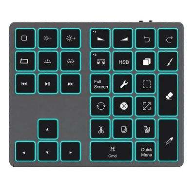 Bluetooth-näppäimistö taustavalaistulla Procreate-numeronäppäimistöllä ladattavat näppäimistön piirtämisen pikanäppäimet graafisille tableteille-A