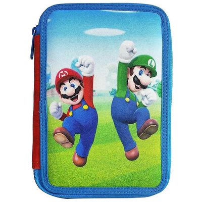 Super Mario 28-delt fyldt dobbelt pennetaske skolesæt blyantsæt