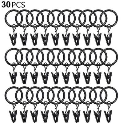 30 pack metall gardin ringer med klips svart dekorative draperi