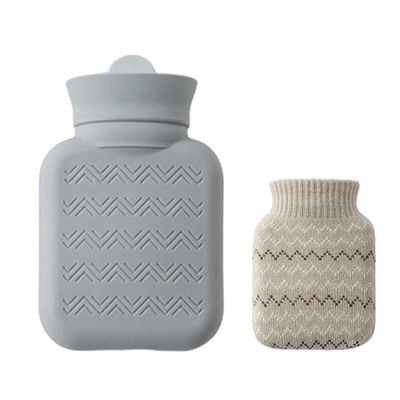 Mini silikoni kuumavesipullo 300ml pehmeällä kannella tuki mikroaaltouuni vesipullo vesipussi talvikäyttöön vaaleanharmaa
