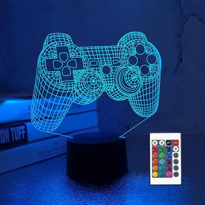 3d Gamepad Lamp Game Console Night Light 3d Illusion Lampa för barn, 16 färger ändras med fjärrkontroll, spelrum spelare gåva, barn sovrum dekor